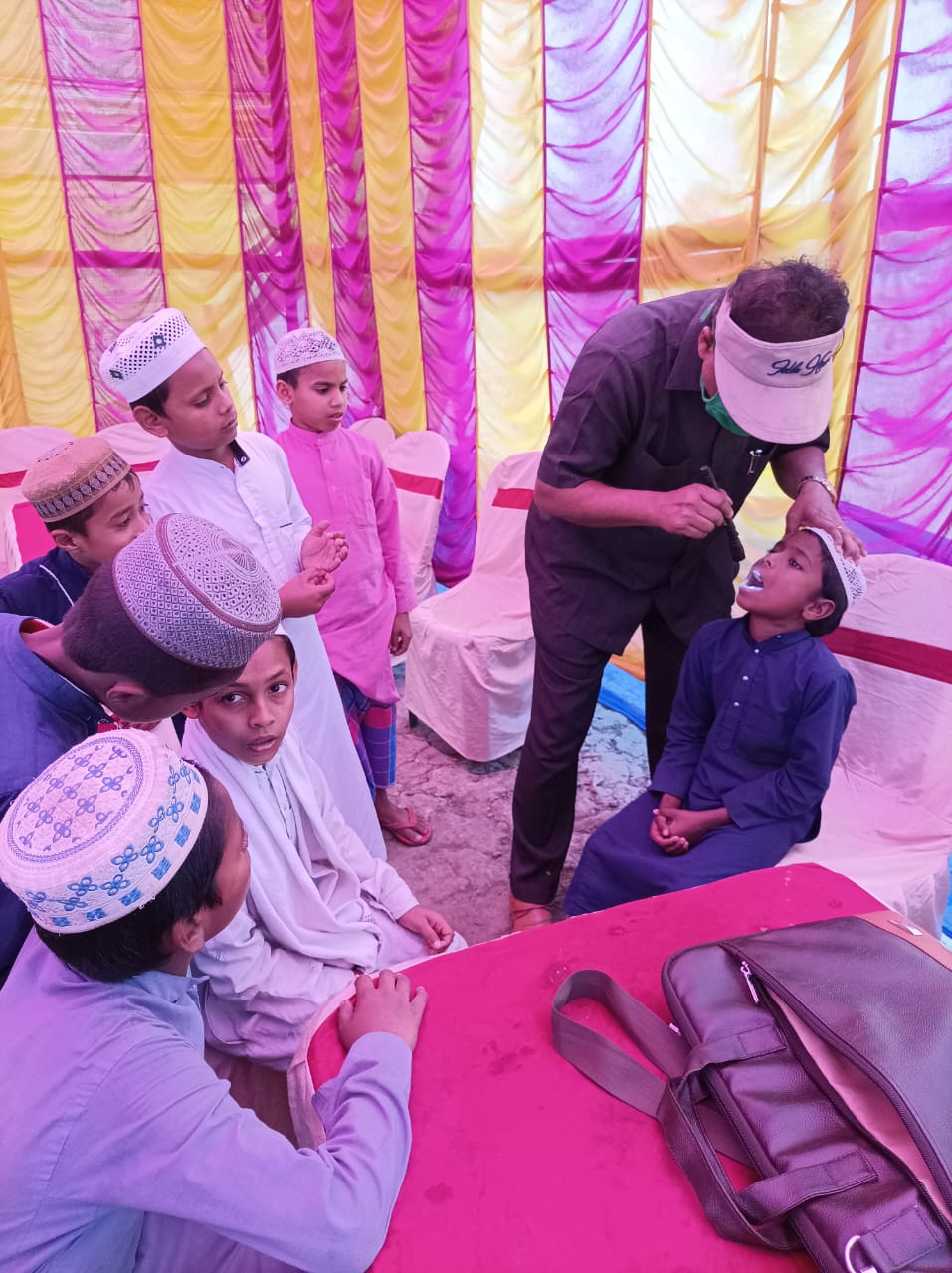 Community gathering at the health camp
